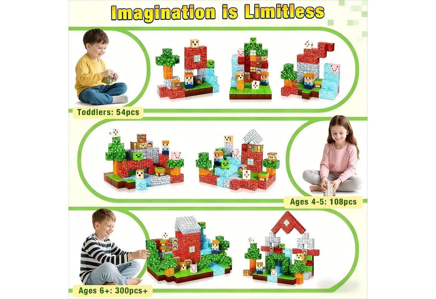 POPOLIC Magnetische Bausteine 108-tlg. Magnetspielzeug für Kinder ab 3 Jahren - Bild 3
