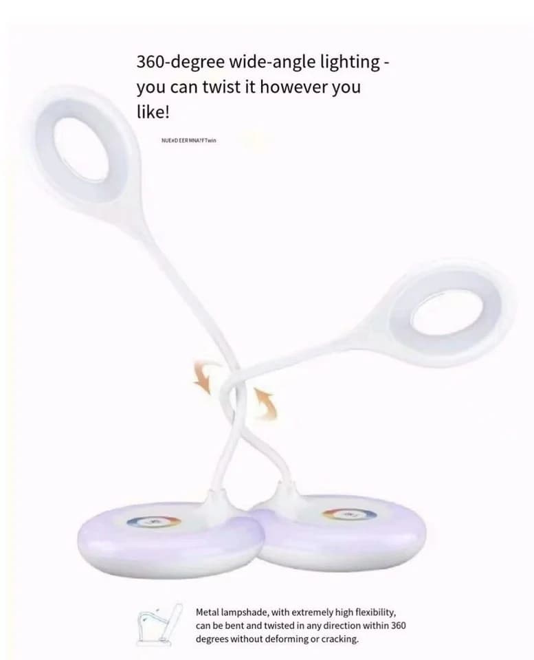 POPOLIC LED Schreibtischlampe 360° Flexibel mit RGB-Farbwechsel & Touch-Dimmer - Bild 3