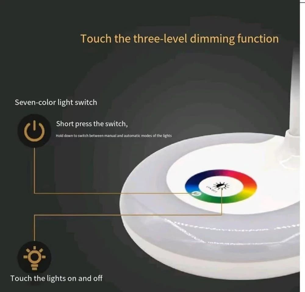 POPOLIC LED Schreibtischlampe 360° Flexibel mit RGB-Farbwechsel & Touch-Dimmer - Bild 4