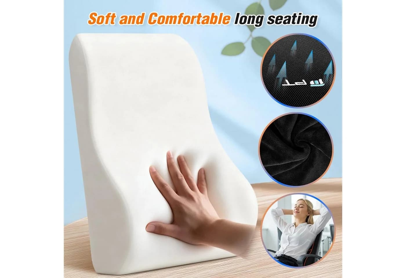 POPOLIC Rückenkissen Lendenkissen mit Memory-Schaum Ergonomische Lordosenstütze für Auto, Büro und Gaming