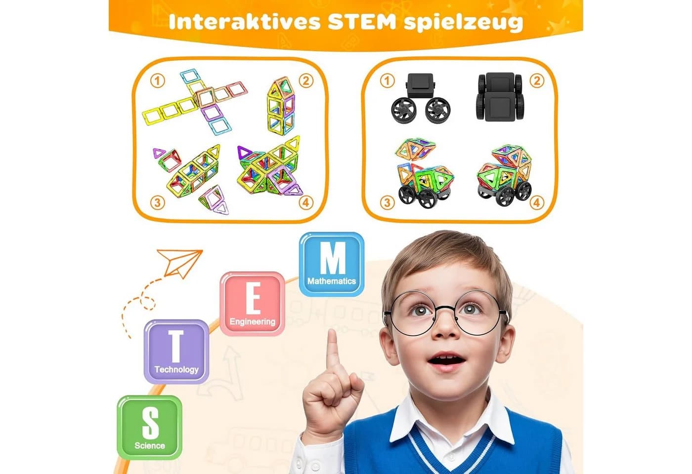 POPOLIC Magnetische Bausteine STEM Magnetspiel 136 Teile - Bild 5