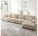 BBWL Modulares L-Ecksofa 4-Sitzer Chenille Braun mit Ottoman Bild 3