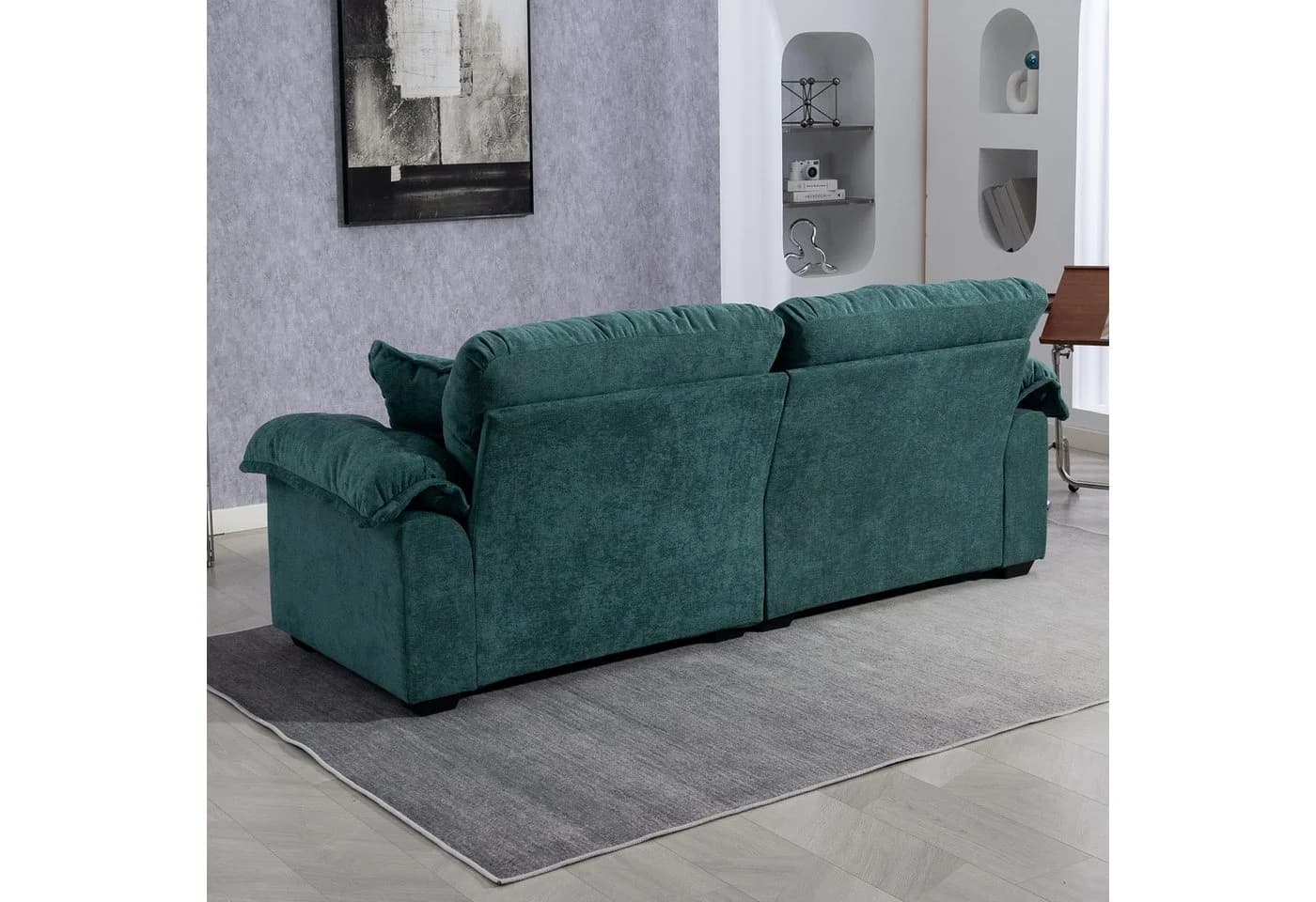 BBG Zweisitzer Sofa Chenille Grün mit tiefem Sitz und Memory-Schaum - Bild 5