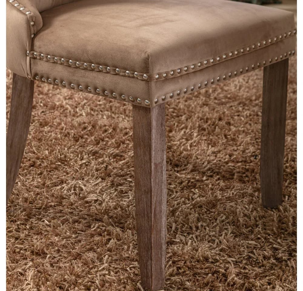 BBG Esszimmerstuhl 2er Set Samt Chesterfield Khaki - Bild 4