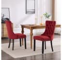 BBG Esszimmerstuhl 2er Set Samt Chesterfield Rot Bild 1