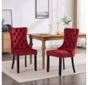 BBG Esszimmerstuhl 2er Set Samt Chesterfield Rot Bild 2
