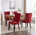 BBG Esszimmerstuhl 2er Set Samt Chesterfield Rot Bild 3