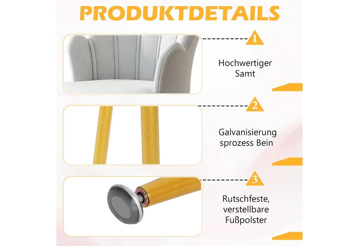 TWSOUL Loungesessel Samt Armlehnstuhl Relaxsessel Polsterstuhl Metallbeine - Bild 3