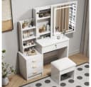 Schminktisch mit Spiegel und Hocker - Weiß - Modern Bild 5