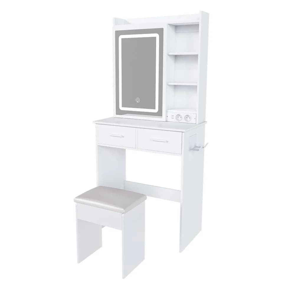 BBWL Schminktisch Weiß mit LED-Beleuchtung und Hocker - Bild 5