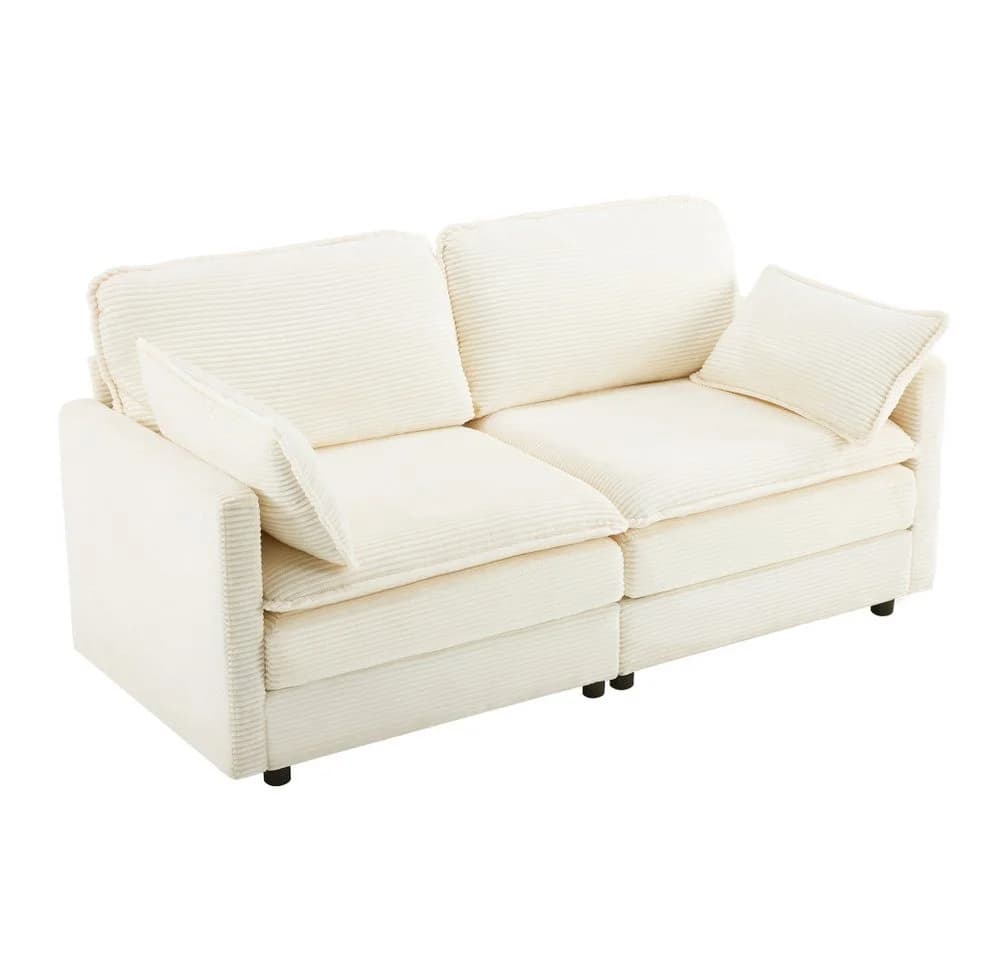 BBWL 2-Sitzer Sofa Modernes Wohnzimmer Sofa Holz Stoff