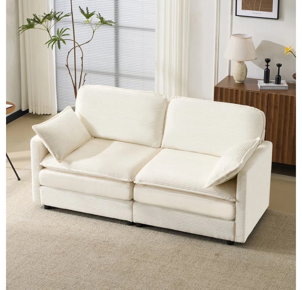 BBWL 2-Sitzer Sofa Modernes Wohnzimmer Sofa Holz Stoff - Bild 2