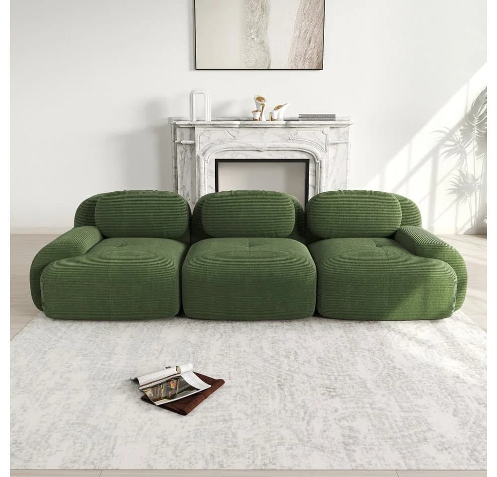 BBWL 3-Sitzer Sofa Grün Premium Cordstoff Modular - Bild 2