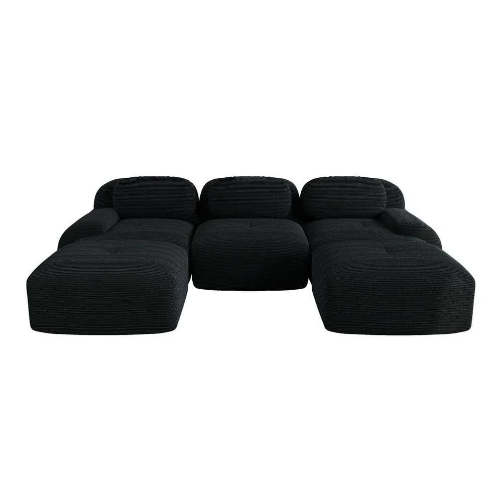 BBWL 3-Sitzer Modulares U-Sofa Schwarz Cord - Bild 4