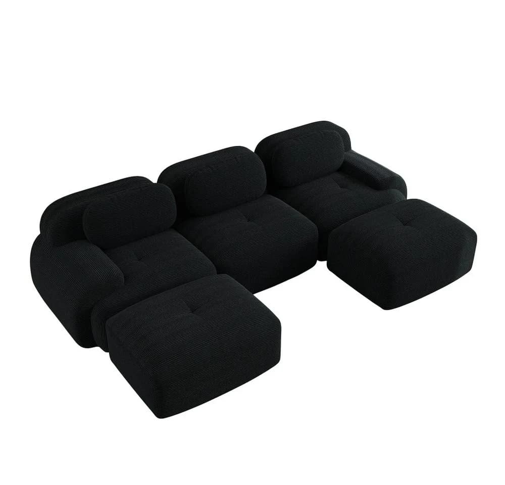 BBWL 3-Sitzer Modulares U-Sofa Schwarz Cord - Bild 5