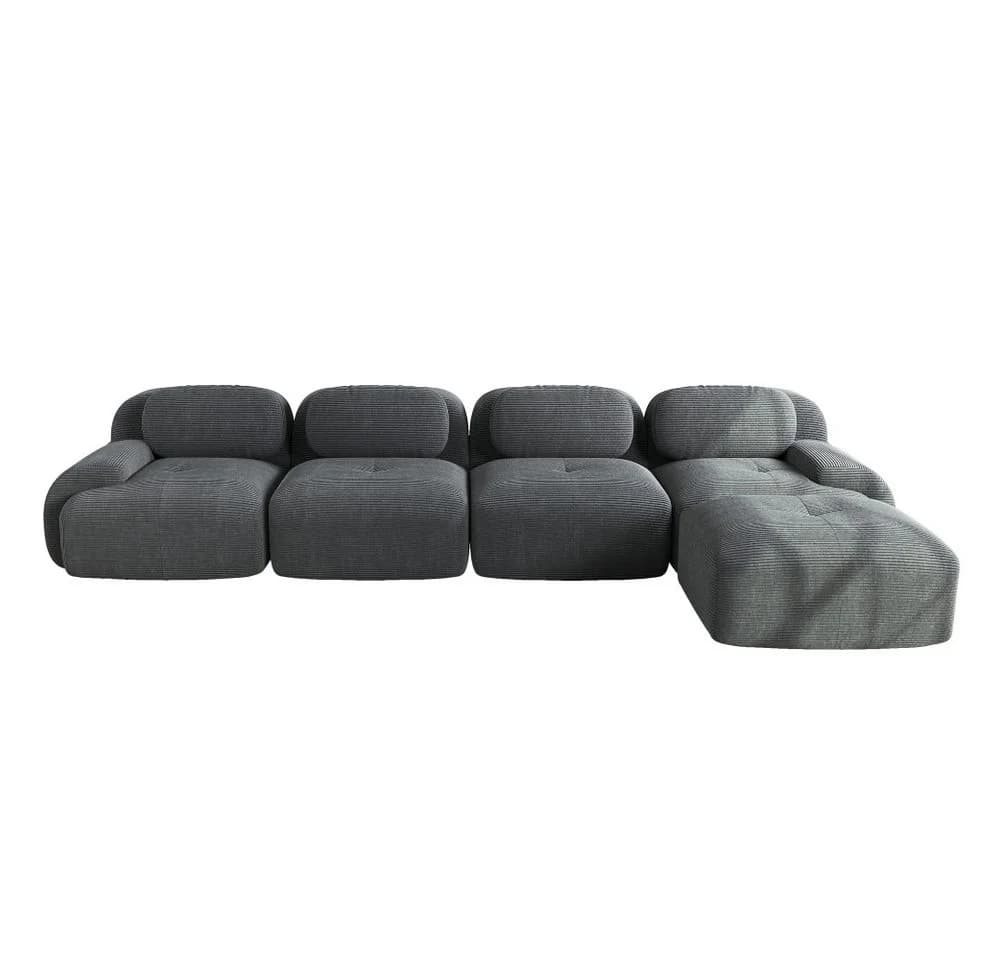 BBWL Ecksofa 4-Sitzer Cord Braun mit Chaiselongue - Bild 4
