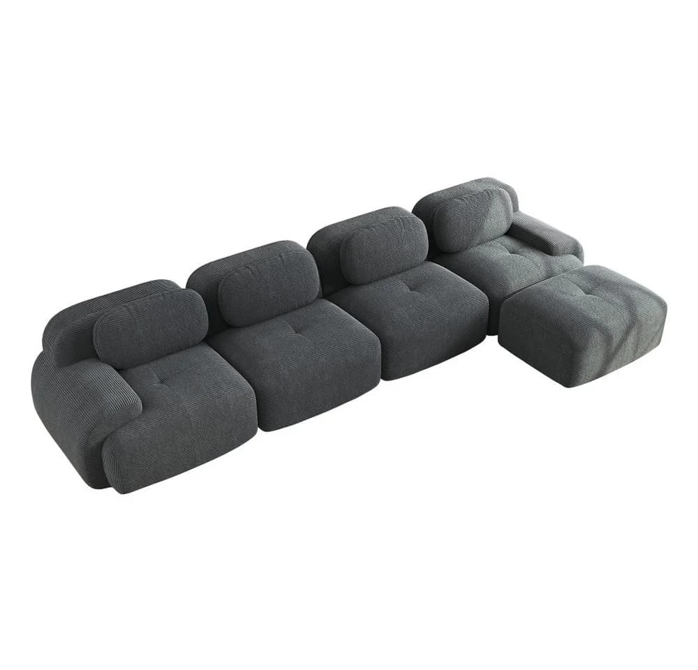 BBWL Ecksofa 4-Sitzer Cord Braun mit Chaiselongue - Bild 5