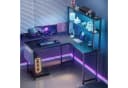 Aiorber Computertisch Eckschreibtisch L-Form Schwarz mit LED Ablage Bild 1