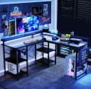 Aiorber Cabrio L-Schreibtisch Schwarz mit RGB LED und Stauraum Bild 3