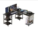 Aiorber Computertisch L-Form Schwarz mit LED und Ablage Bild 2