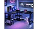 Aiorber Computertisch L-Form Schwarz mit LED und Ablage Bild 5