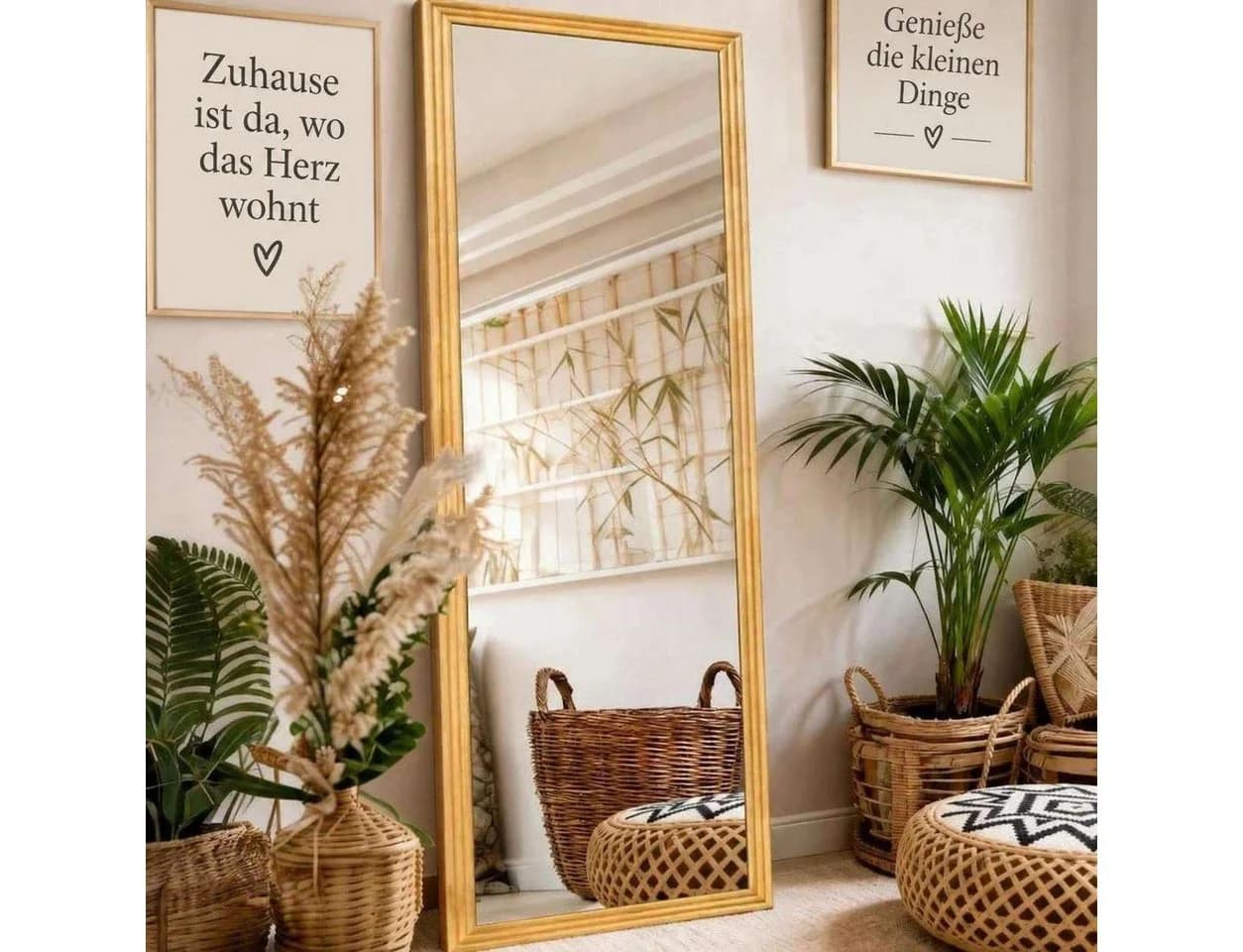 Aiorber Standspiegel Braun Holzrahmen Ganzkörperspiegel mit Ständer - Bild 2