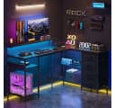 Aiorber Computertisch L-förmig Gaming Schreibtisch Schwarz mit Schubladen Bild 3