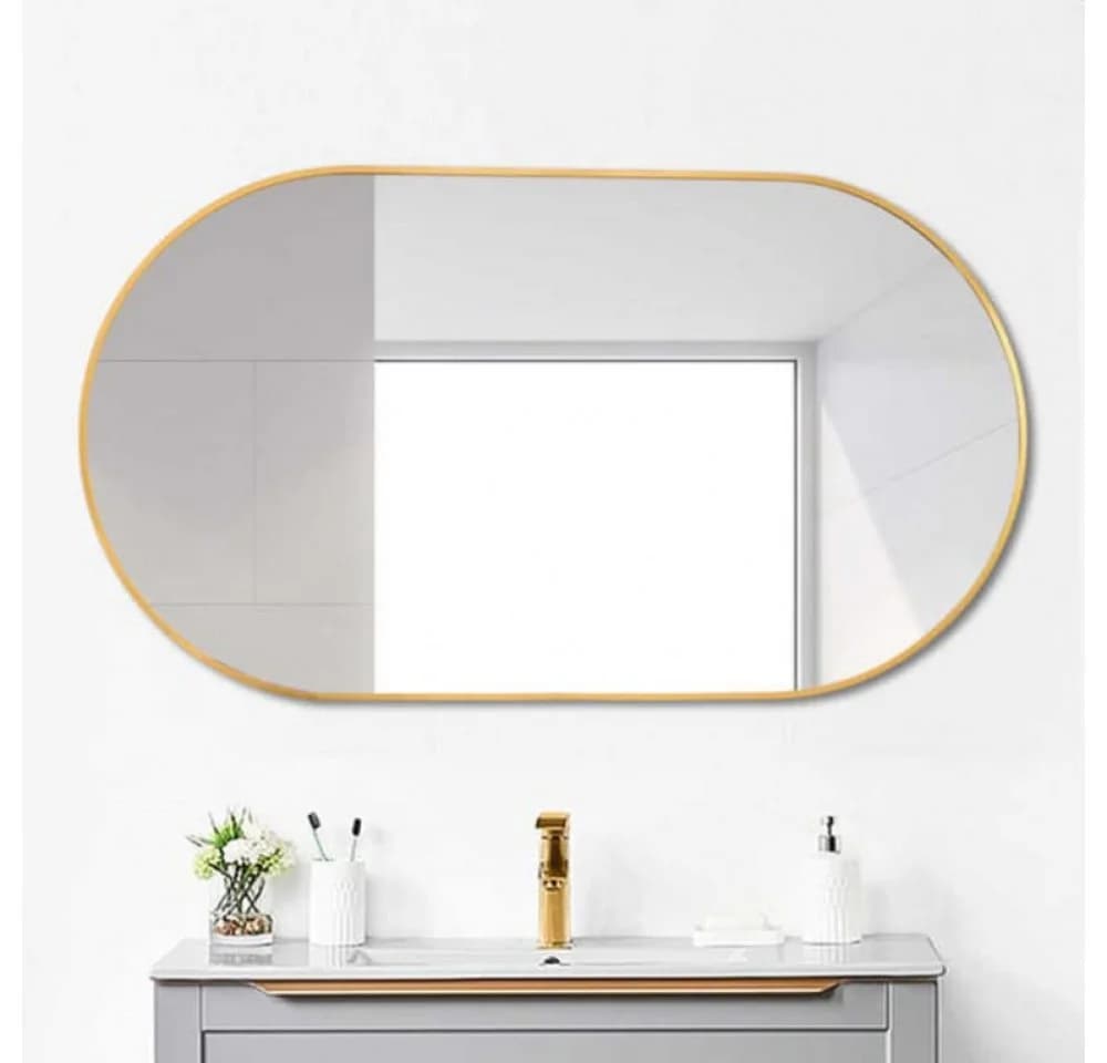 Aiorber Ovaler Wandspiegel Gold Metallrahmen Spiegelglas