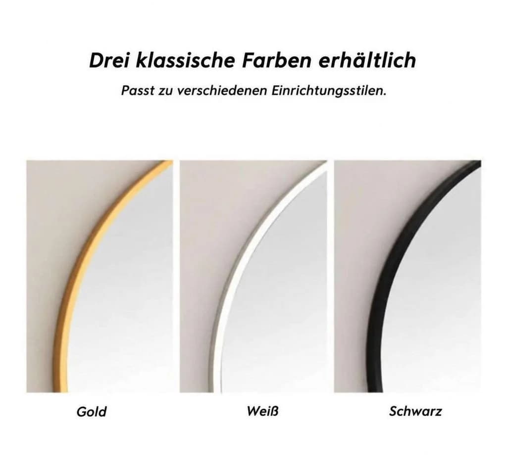 Aiorber Ovaler Wandspiegel Gold Metallrahmen Spiegelglas - Bild 5