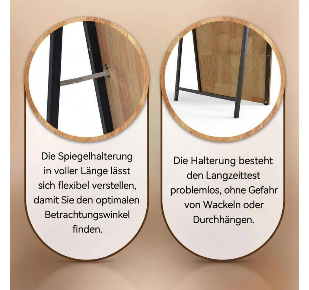 Aiorber Bogen-Ganzkörperspiegel mit Holzrahmen