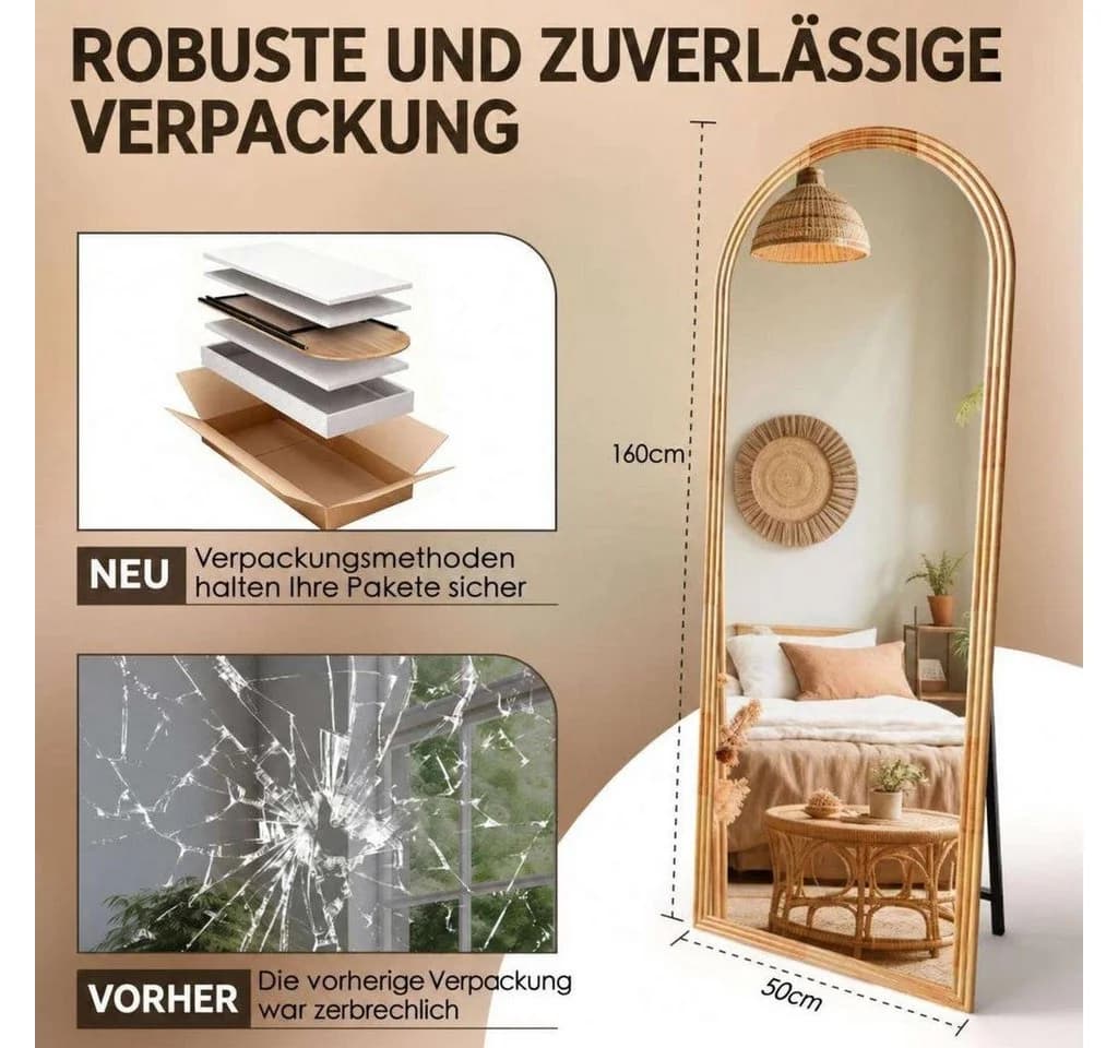 Aiorber Bogen-Ganzkörperspiegel mit Holzrahmen - Bild 3