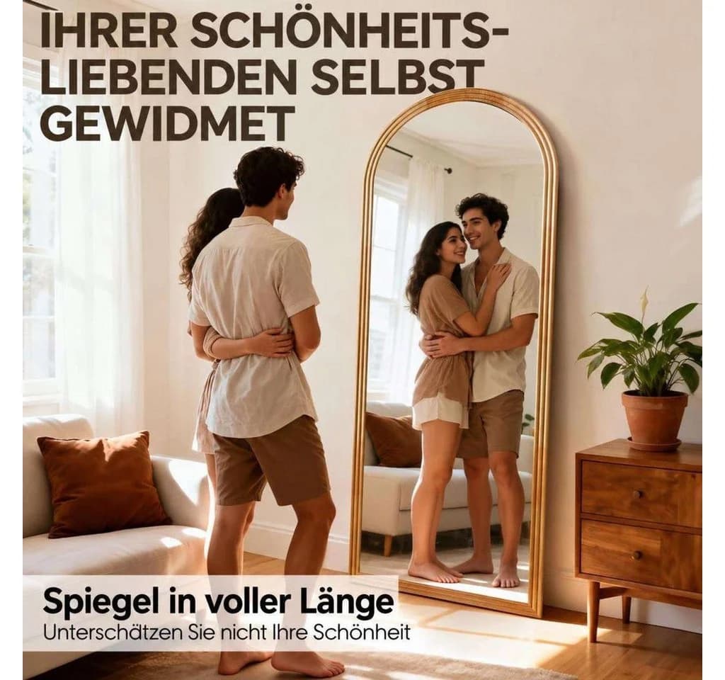 Aiorber Bogen-Ganzkörperspiegel mit Holzrahmen - Bild 4