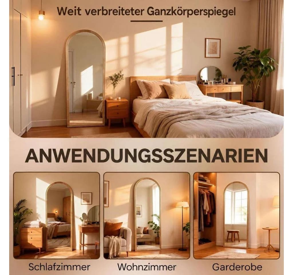 Aiorber Bogen-Ganzkörperspiegel mit Holzrahmen - Bild 5