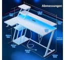 Aiorber Computertisch Gaming Tisch RGB LED Monitorablage Weiß Bild 1