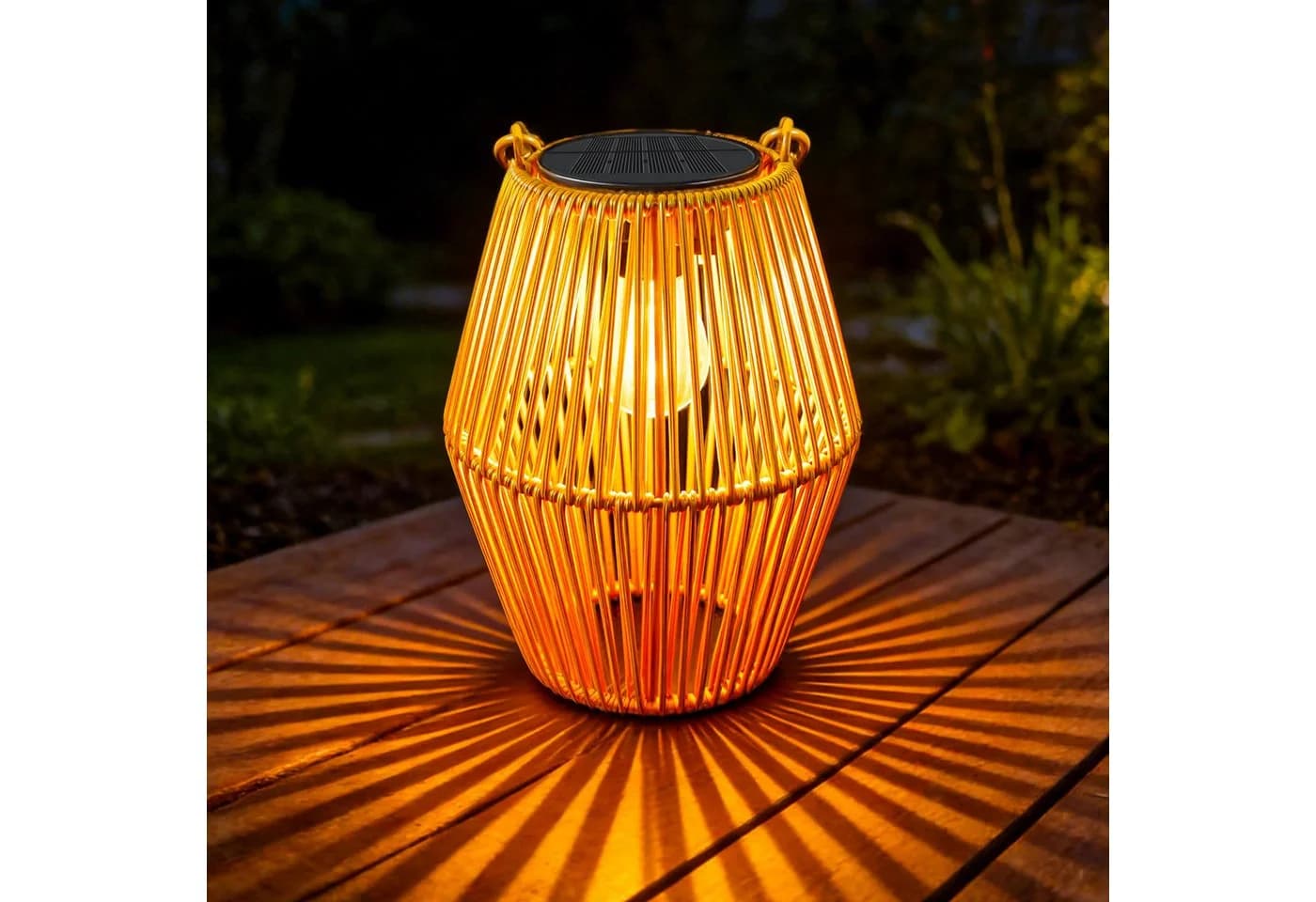 AIBISTAR LED Laterne Solar Rattan Boho Stil IP44 - Bild 2