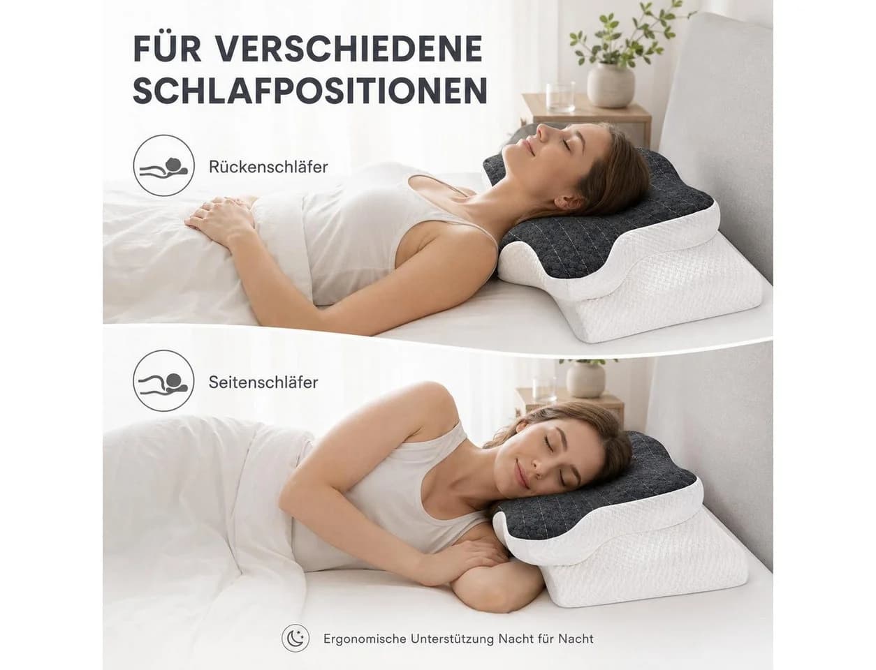 Kityhome Nackenstützkissen Ergonomisch Grau/Weiß - Bild 3