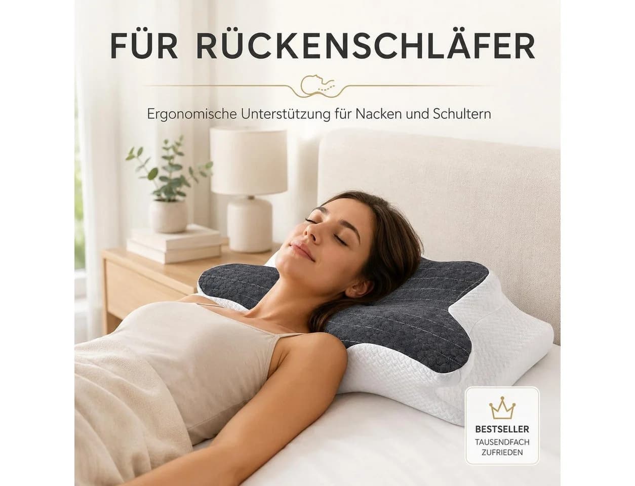 Kityhome Nackenstützkissen Ergonomisch Grau/Weiß - Bild 5