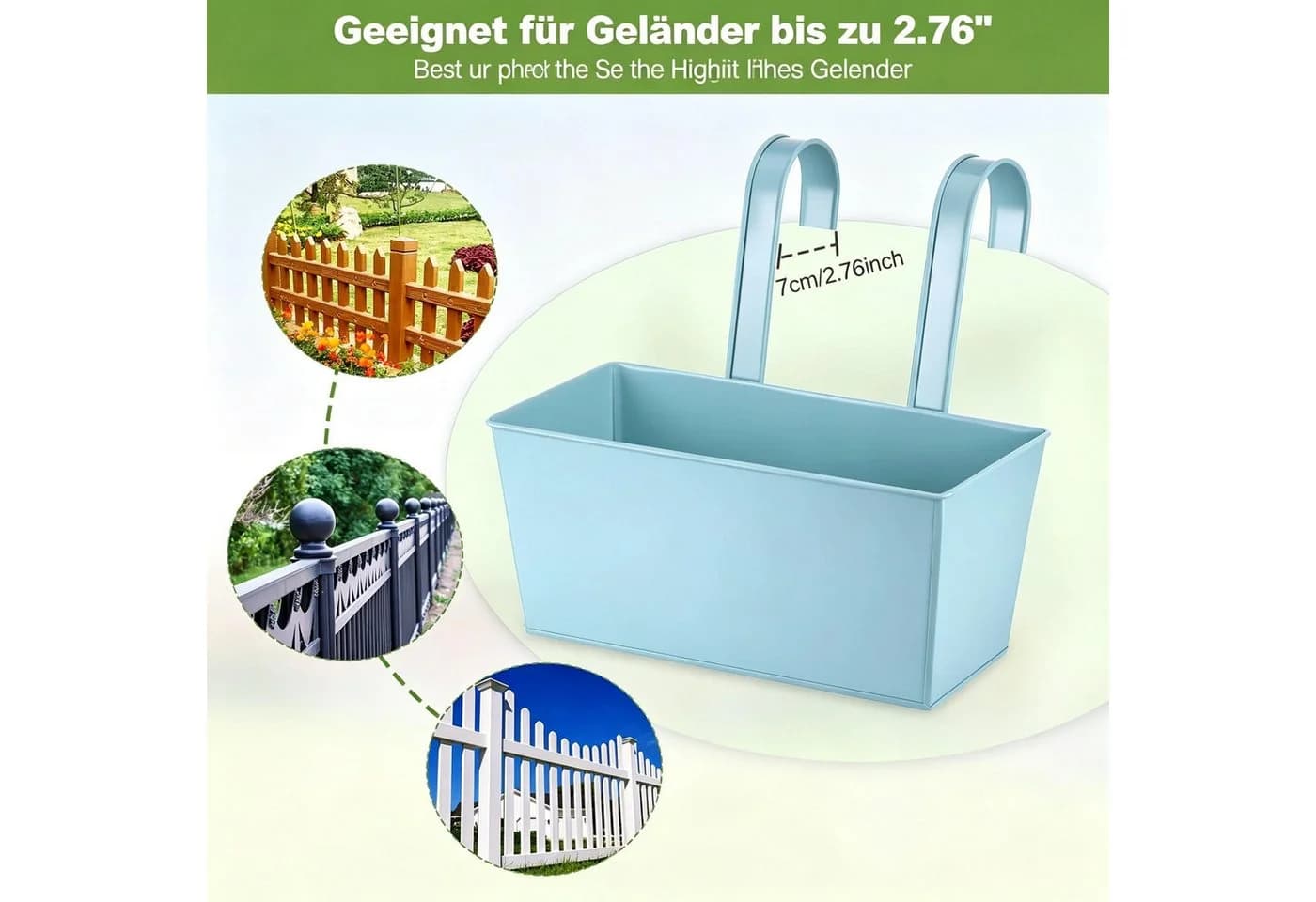 Kityhome Blumenkasten 4er Set Hellblau mit Haken - Bild 3