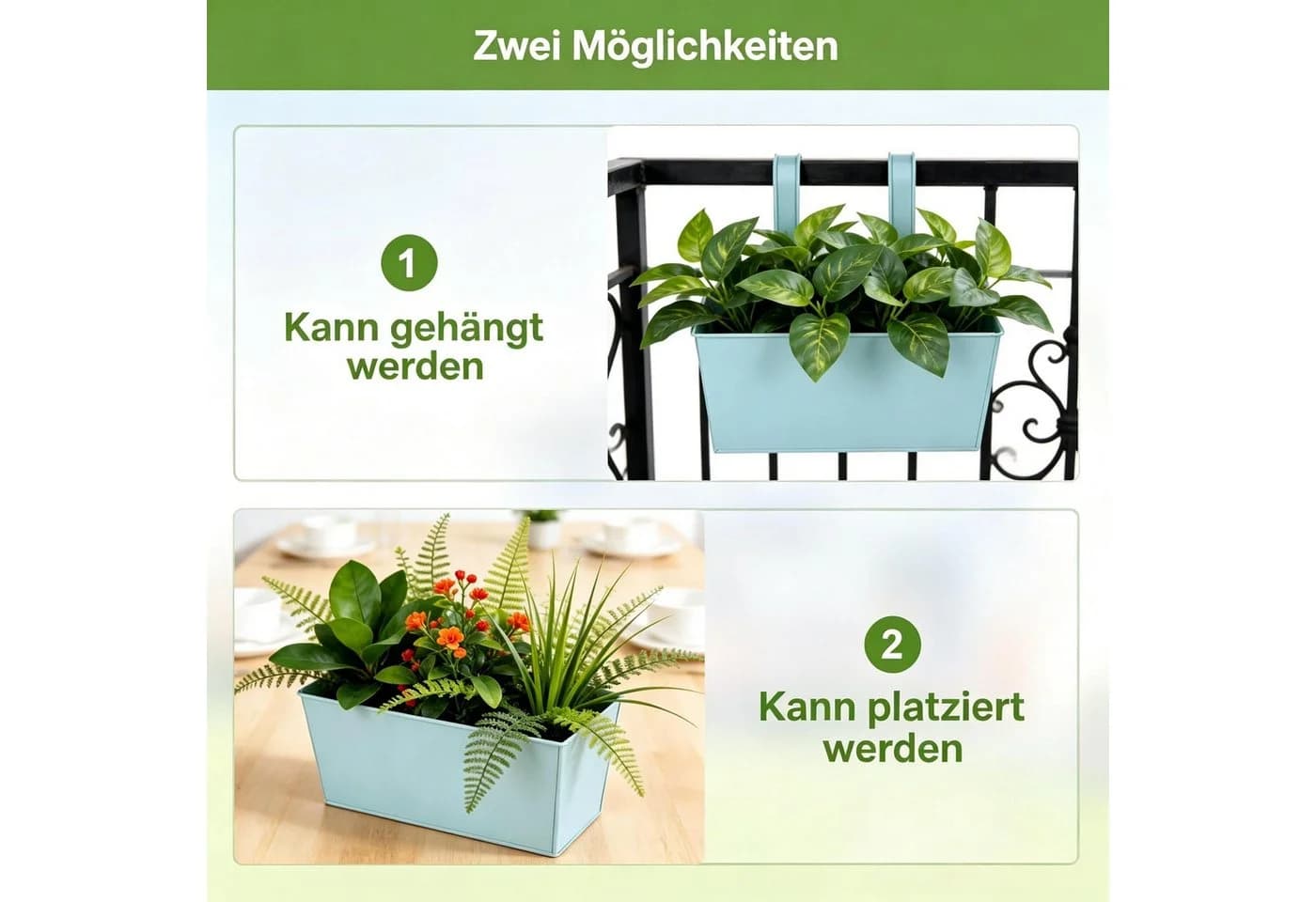 Kityhome Blumenkasten 4er Set Hellblau mit Haken - Bild 5
