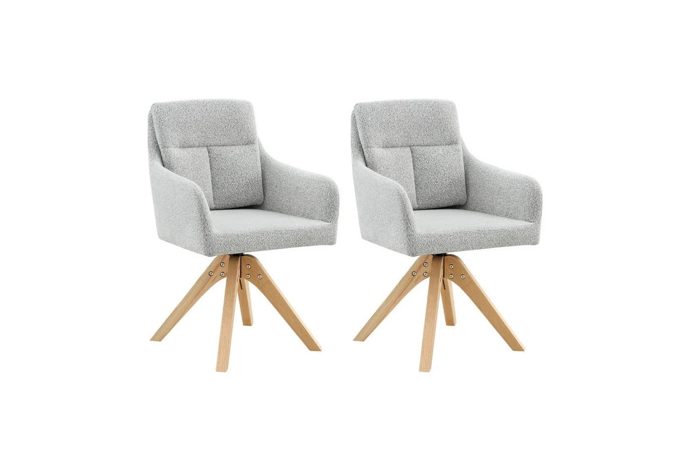 gopop Drehstuhl 2er-Set Hellgrau/Beige Massivholz - Bild 2