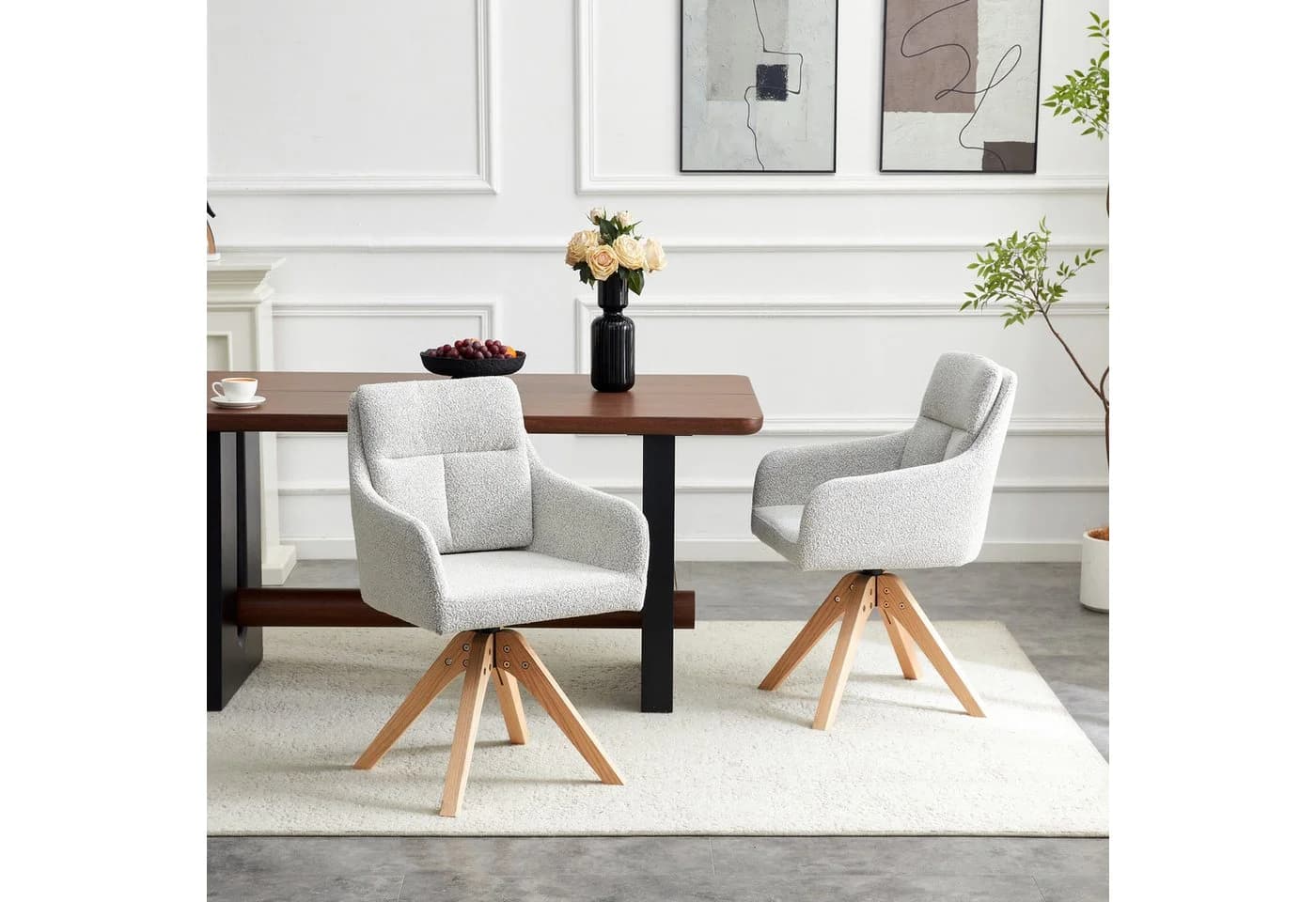 gopop Drehstuhl 2er-Set Hellgrau/Beige Massivholz - Bild 3