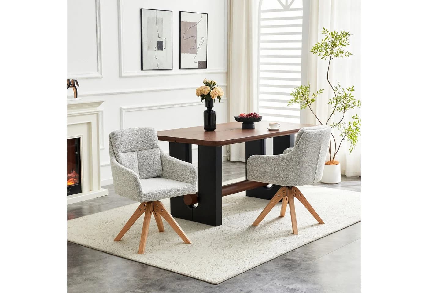 gopop Drehstuhl 2er-Set Hellgrau/Beige Massivholz - Bild 4