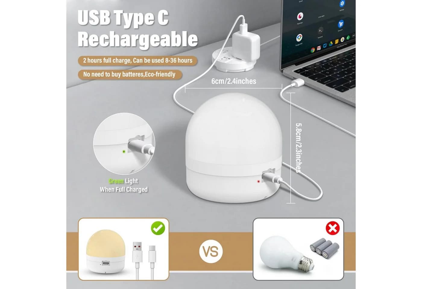 AIBISTAR LED-Leuchtmittel E27 mit Fernbedienung & Magnetsockel, 3 Farben, USB - Bild 3