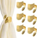 AURIVION Raffhalter 6er Set Gold Blatt-Design Gardinenhalter Bild 2