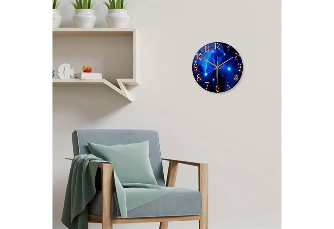 LIANNA Wanduhr Marineblau Rahmenlos Glas Leise Quarzwerk - Bild 3