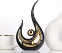 LIANNA Dekofigur Set 2 St. Abstrakte Keramik Skulptur Weiß Gold Bild 5