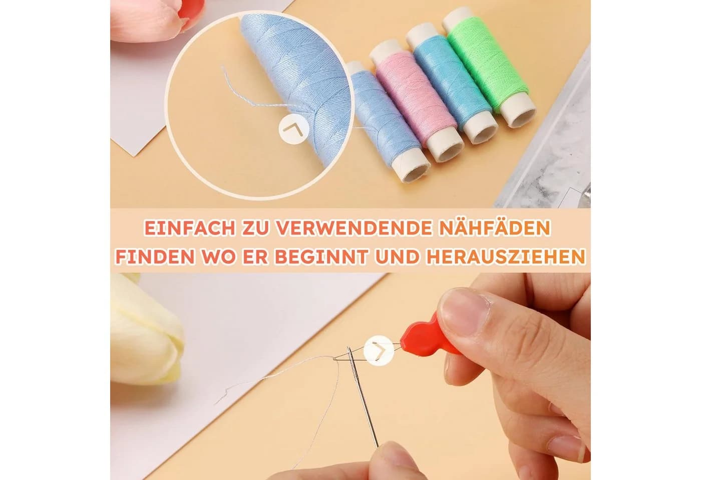 LIANNA Nähkästchen 228-tlg. mit Ganzstahlschere & bunten Fäden - Bild 4