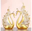 LIANNA Schwan Deko Statue Set 2 Stück Gelb/Gold Harz Bild 1