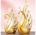 LIANNA Schwan Deko Statue Set 2 Stück Gelb/Gold Harz Bild 3