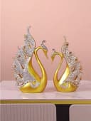 LIANNA Schwan Deko Statue Set 2 Stück Gelb/Gold Harz Bild 4